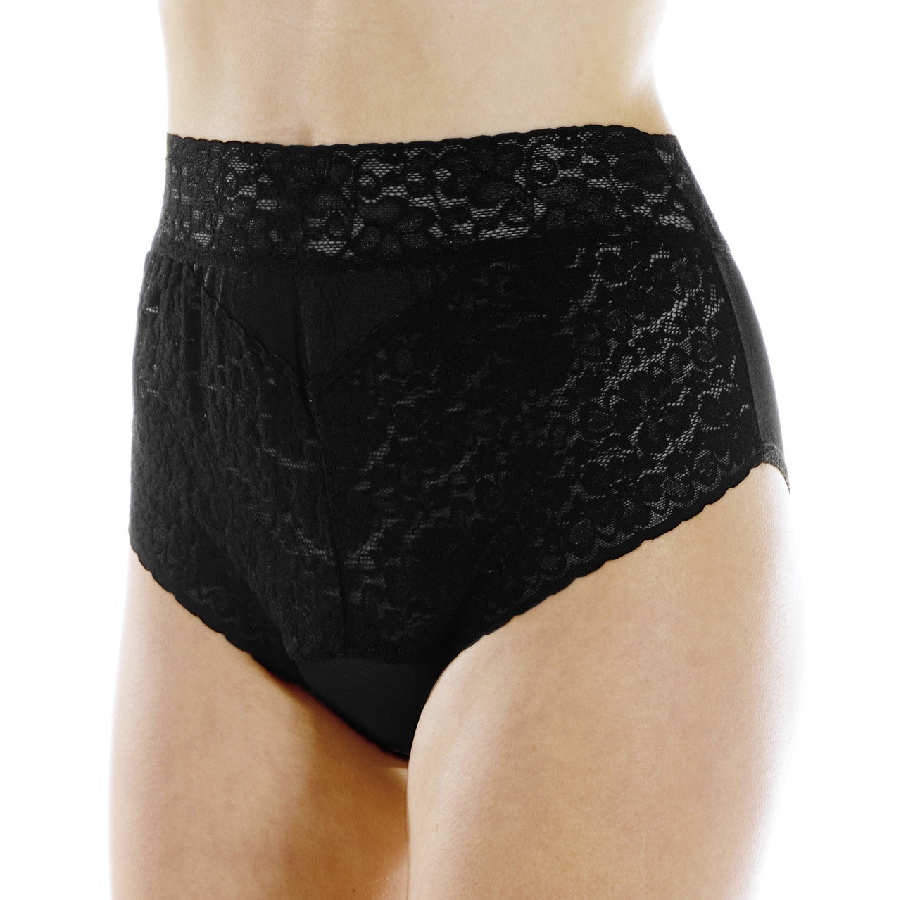 Lovely Lace Panties (L109) - Black - Front/side
