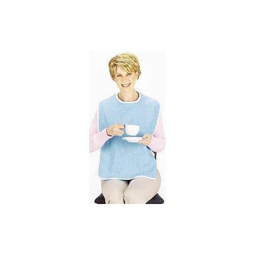 Woman using a Cotton Terry Adult Bib for proportion size