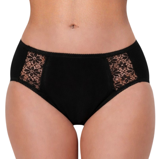 Maximum Absorbency Lace Bikini Hi Cut Panty (SKU: HDL600)