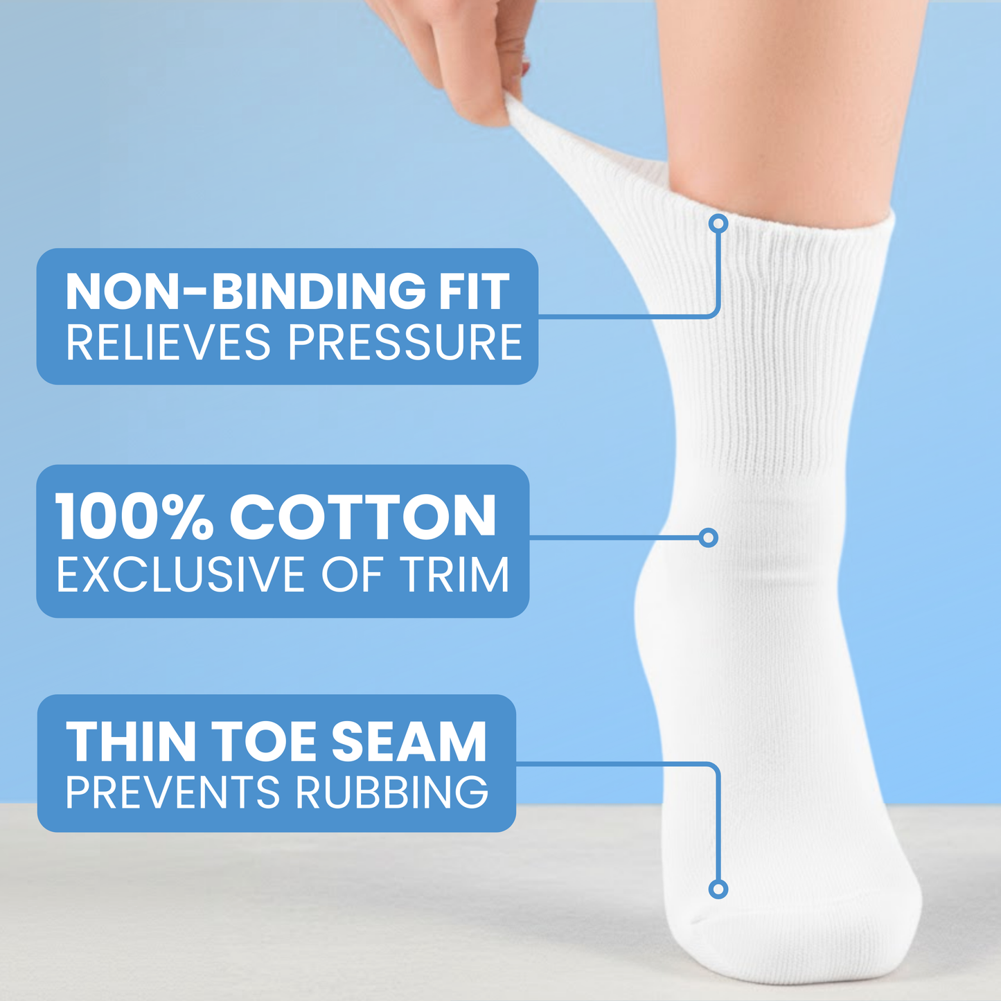 3-Pack Womens Cotton Diabetic Socks