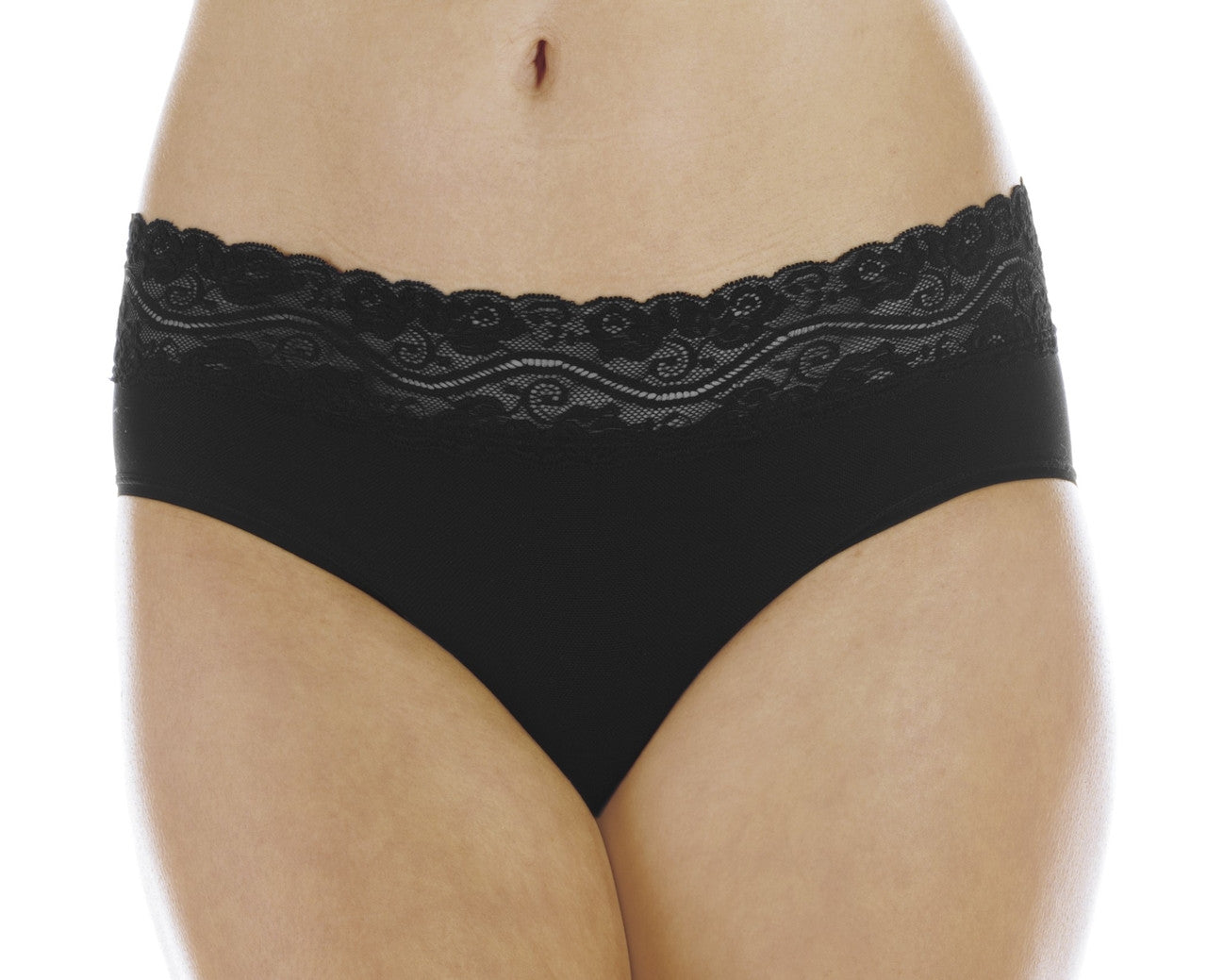 Hush Hush Lace Waist Panty (HH100) - Front - Black