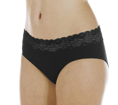 Hush Hush Lace Waist Panty (HH100) - Front/Side - Black