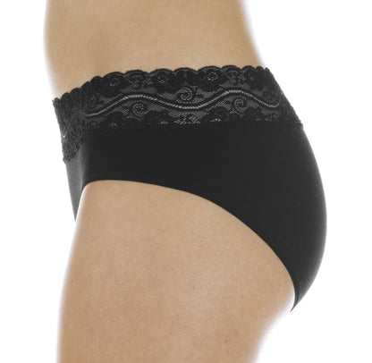 Hush Hush Lace Waist Panty (HH100) - Side - Black