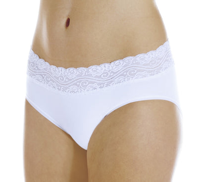 Hush Hush Lace Waist Panty (HH100) - Front/Side - White